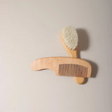 Brosse et peigne bébé en bois – poils doux (set)