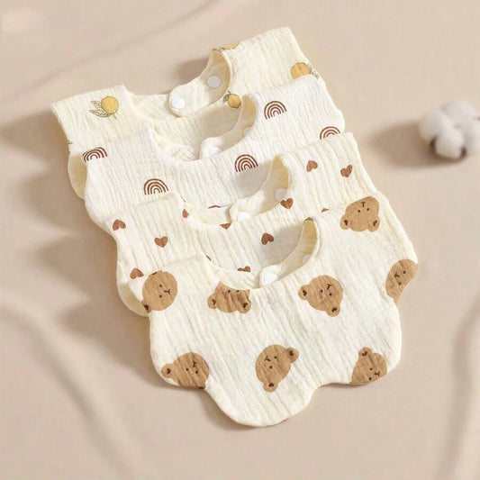 Bavoirs bébé en coton – motifs tout-petits (lot de 4)