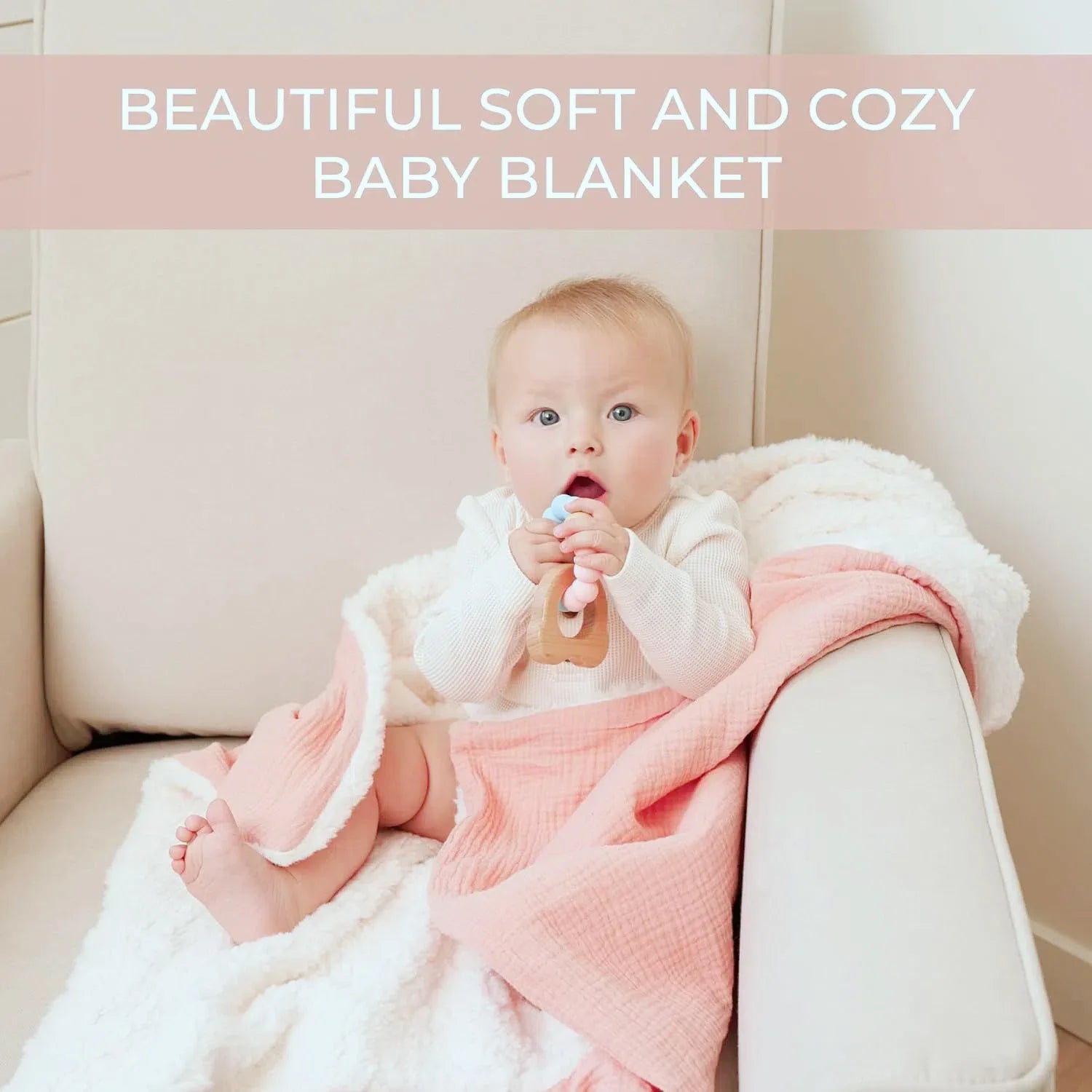 Couverture personnalisée bébé brodée au prénom – Double gaze & sherpa
