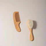 Brosse et peigne bébé en bois – poils doux (set)