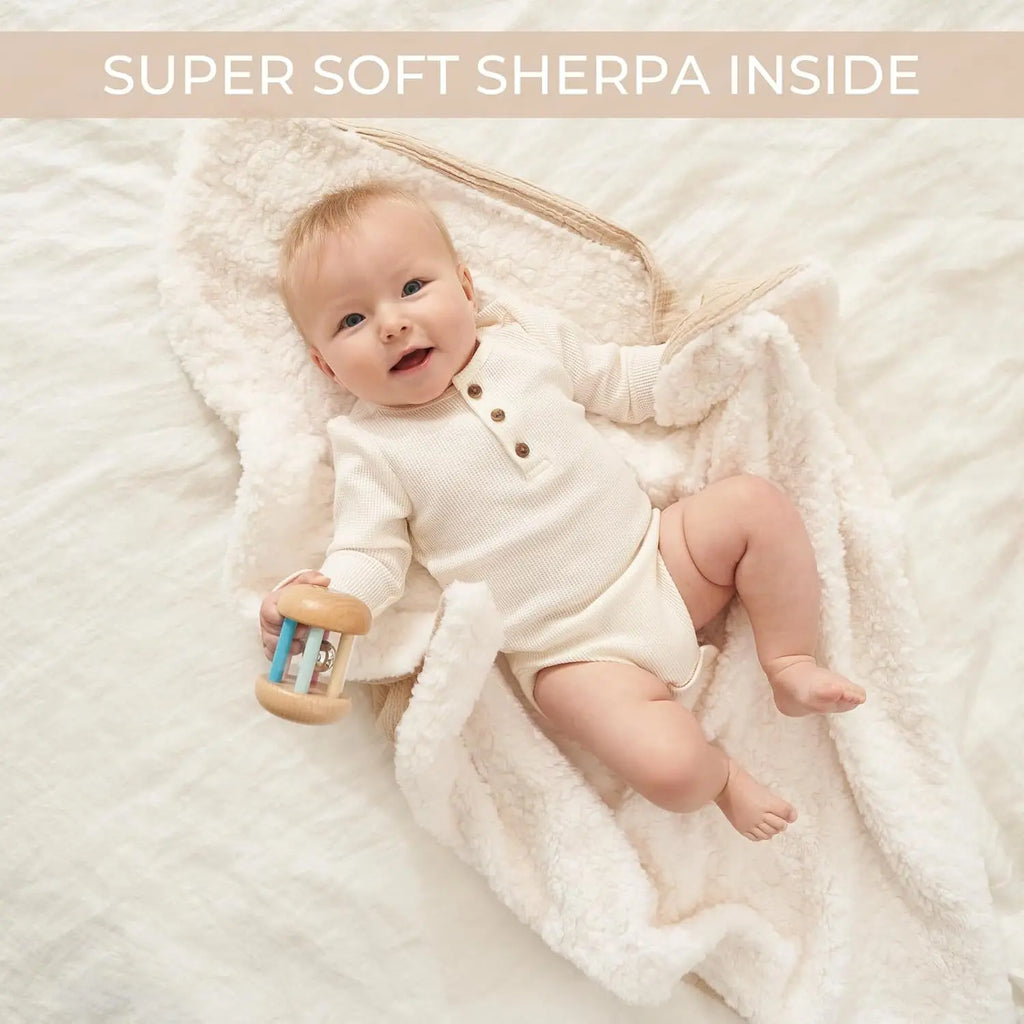 Couverture personnalisée bébé brodée au prénom – Double gaze & sherpa