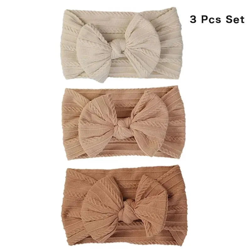 Bandeaux bébé fille – nœud en nylon doux (lot de 3)