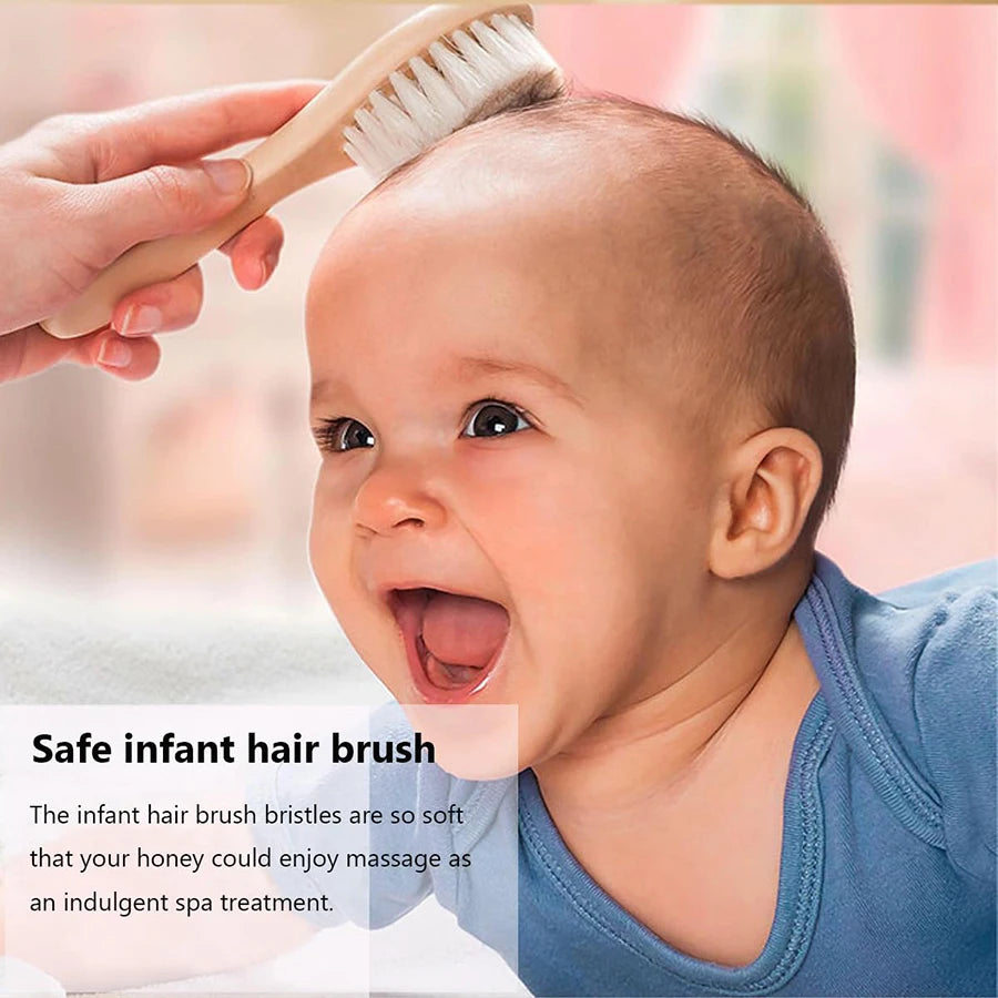 Brosse et peigne bébé en bois – poils doux (set)