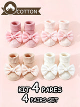 Chaussettes bébé antidérapantes – coton (lot de 4)