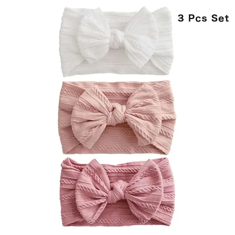 Bandeaux bébé fille – nœud en nylon doux (lot de 3)