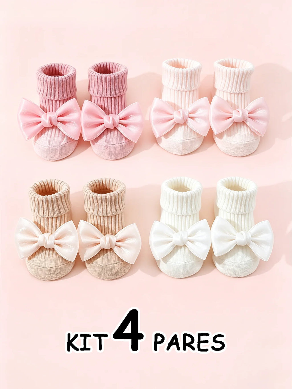 Chaussettes bébé antidérapantes – coton (lot de 4)