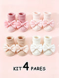 Chaussettes bébé antidérapantes – coton (lot de 4)