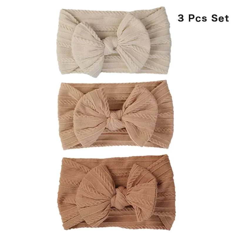 Bandeaux bébé fille – nœud en nylon doux (lot de 3)