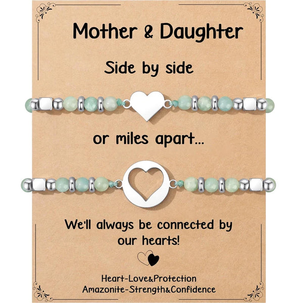 Bracelet maman-bébé pierre Amazonite (duo)