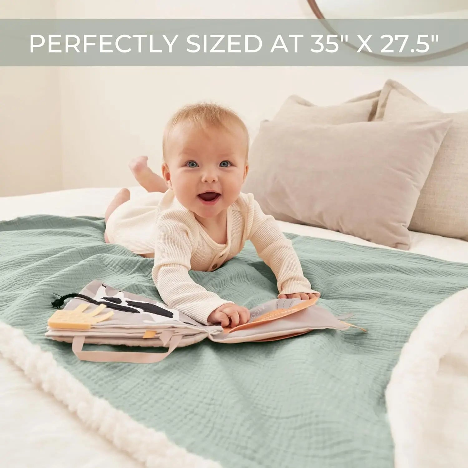 Couverture personnalisée bébé brodée au prénom – Double gaze & sherpa