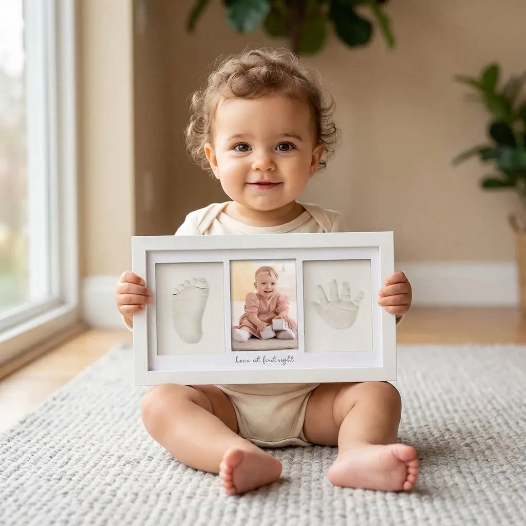 Cadre double empreinte pied et main de bébé, détail de l'empreinte | Petit Murmure