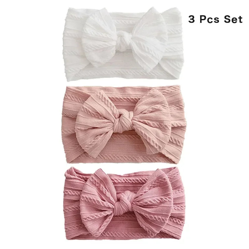Bandeaux bébé fille – nœud en nylon doux (lot de 3)