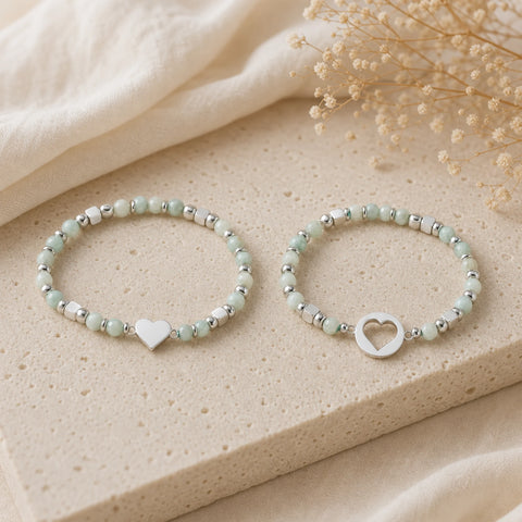 Bracelet maman-bébé pierre Amazonite (duo) – présentation du produit