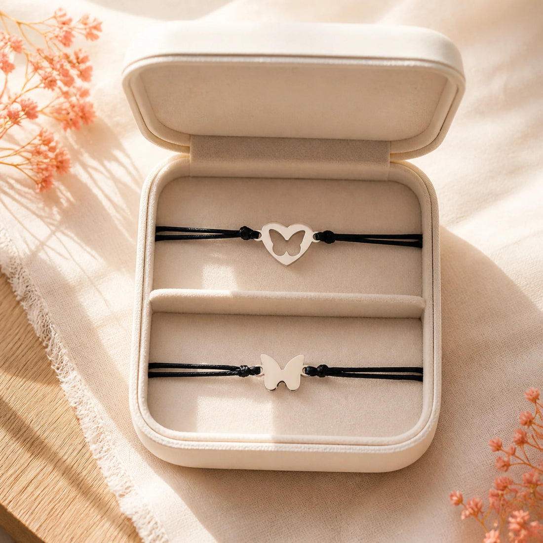 Bracelet maman-bébé cœur assorti (duo) – mise en situation du produit