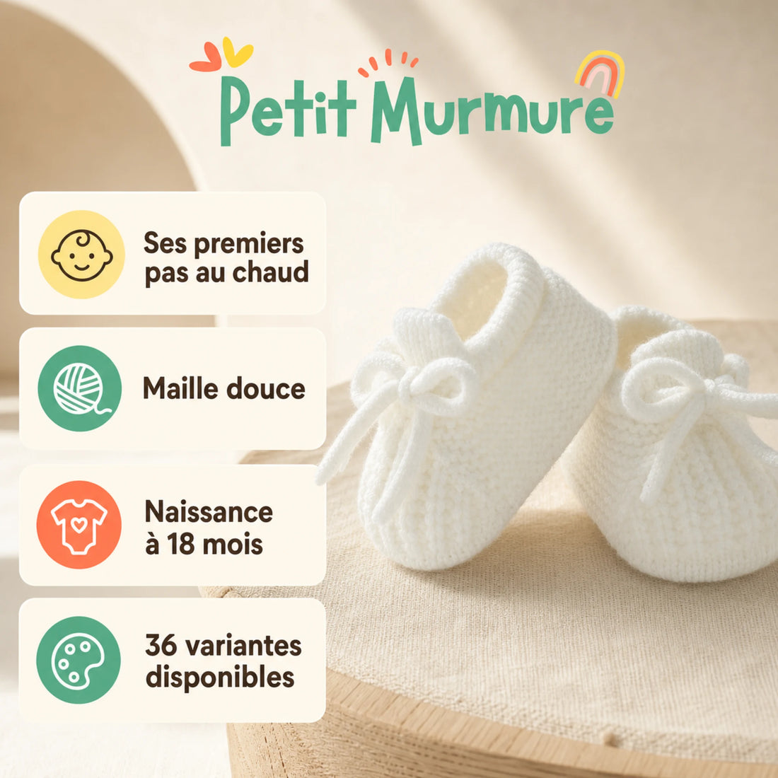 Chaussons bébé en maille douce – naissance à 18 mois – caractéristiques essentielles