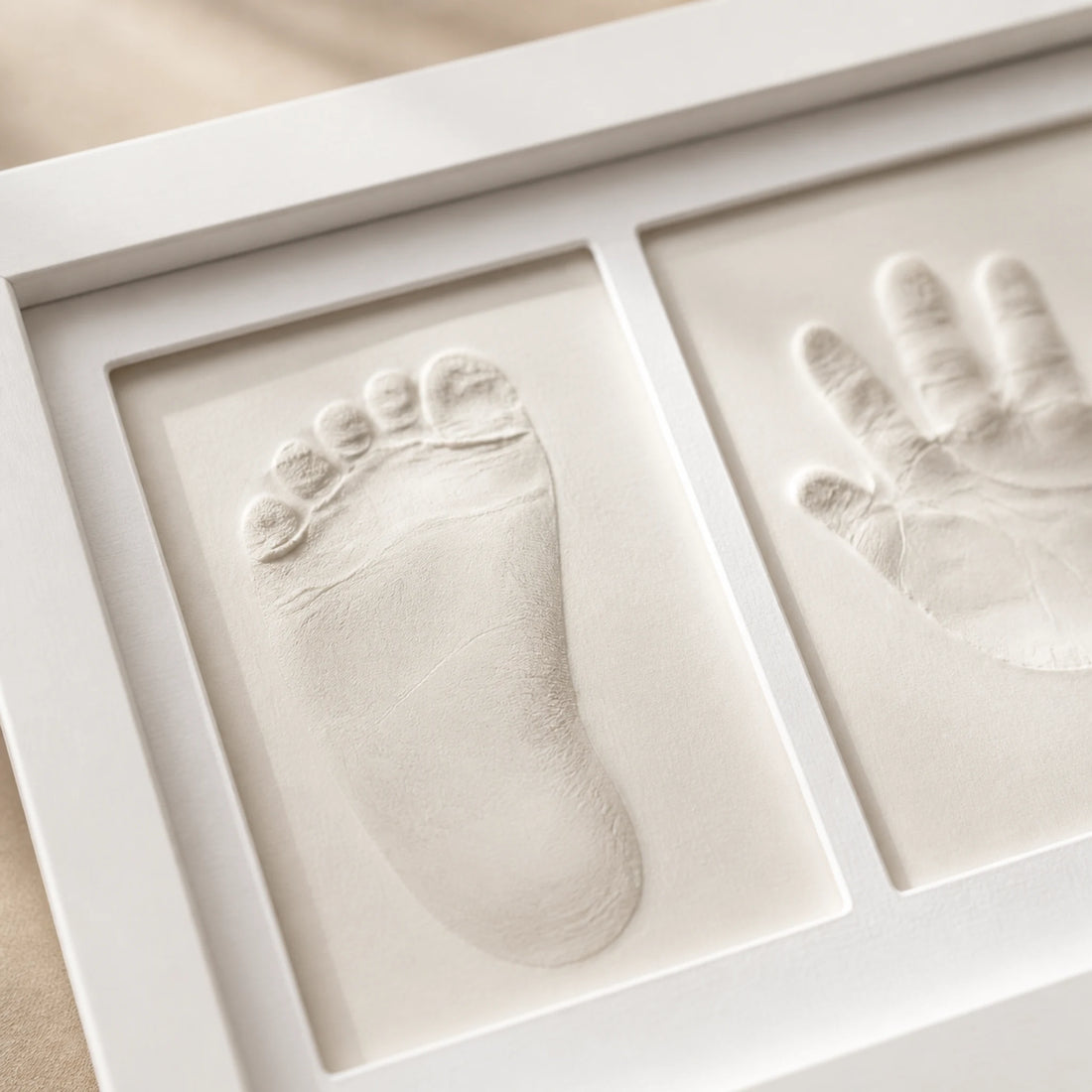 Coffret empreinte bébé argile (double) – détail des matières et des finitions