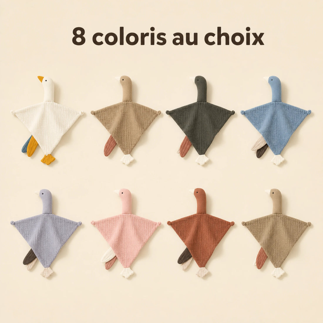 Coloris du doudou plat cygne personnalisé