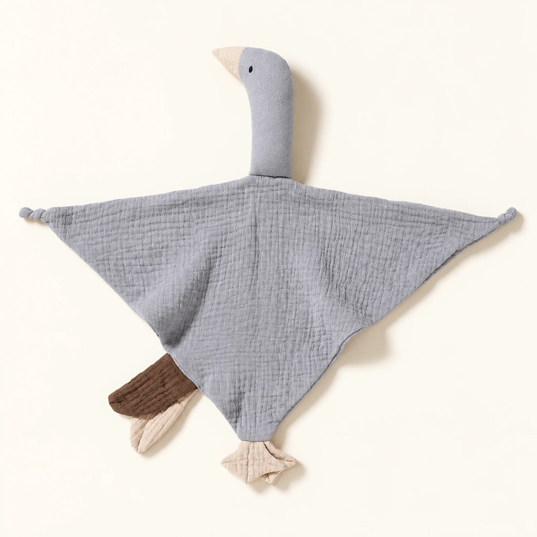 Doudou plat oie bleu lavande en double gaze - doudou cygne personnalisé | Petit Murmure