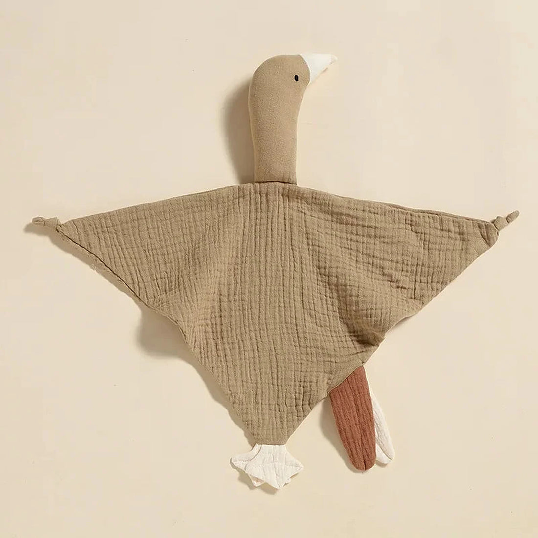 Doudou plat oie grège en double gaze - doudou cygne personnalisé | Petit Murmure