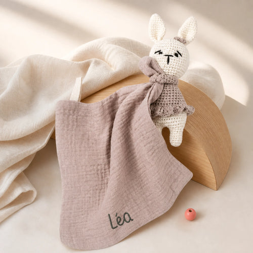 Doudou plat mousseline personnalisé au prénom