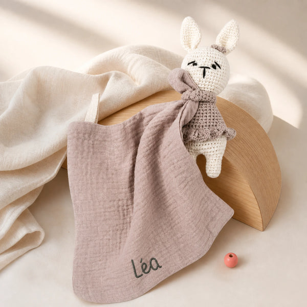 Doudou plat mousseline personnalisé au prénom