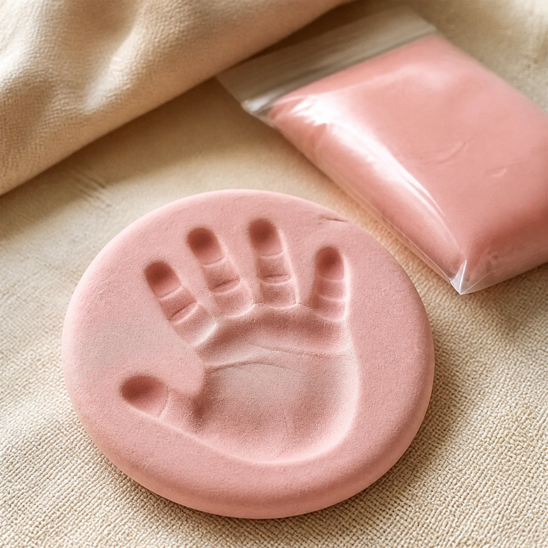 Détails en relief d’une empreinte bébé en argile