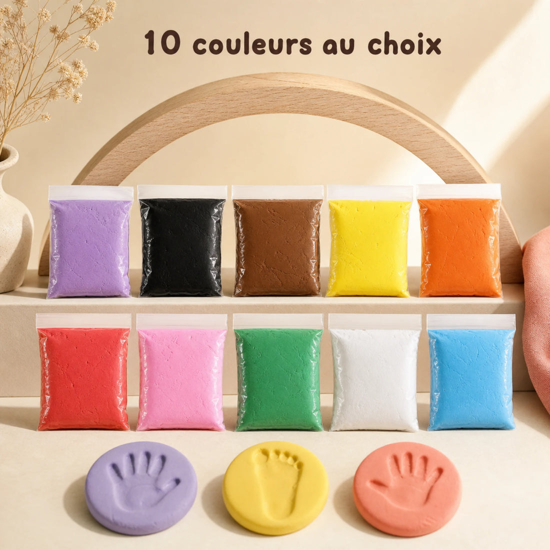 Couleurs du kit empreinte bébé en argile
