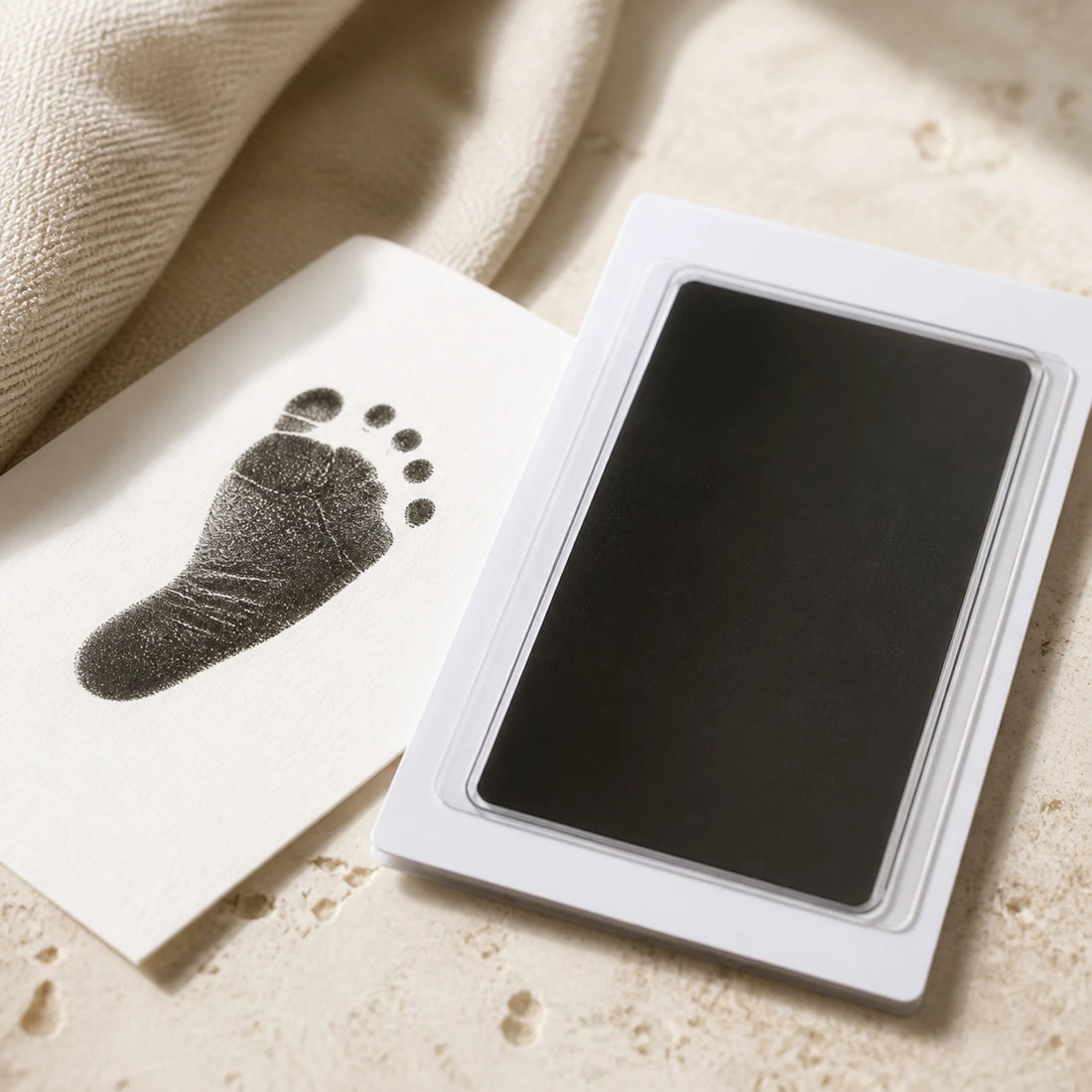 Détail du tampon encreur sans contact pour empreinte bébé