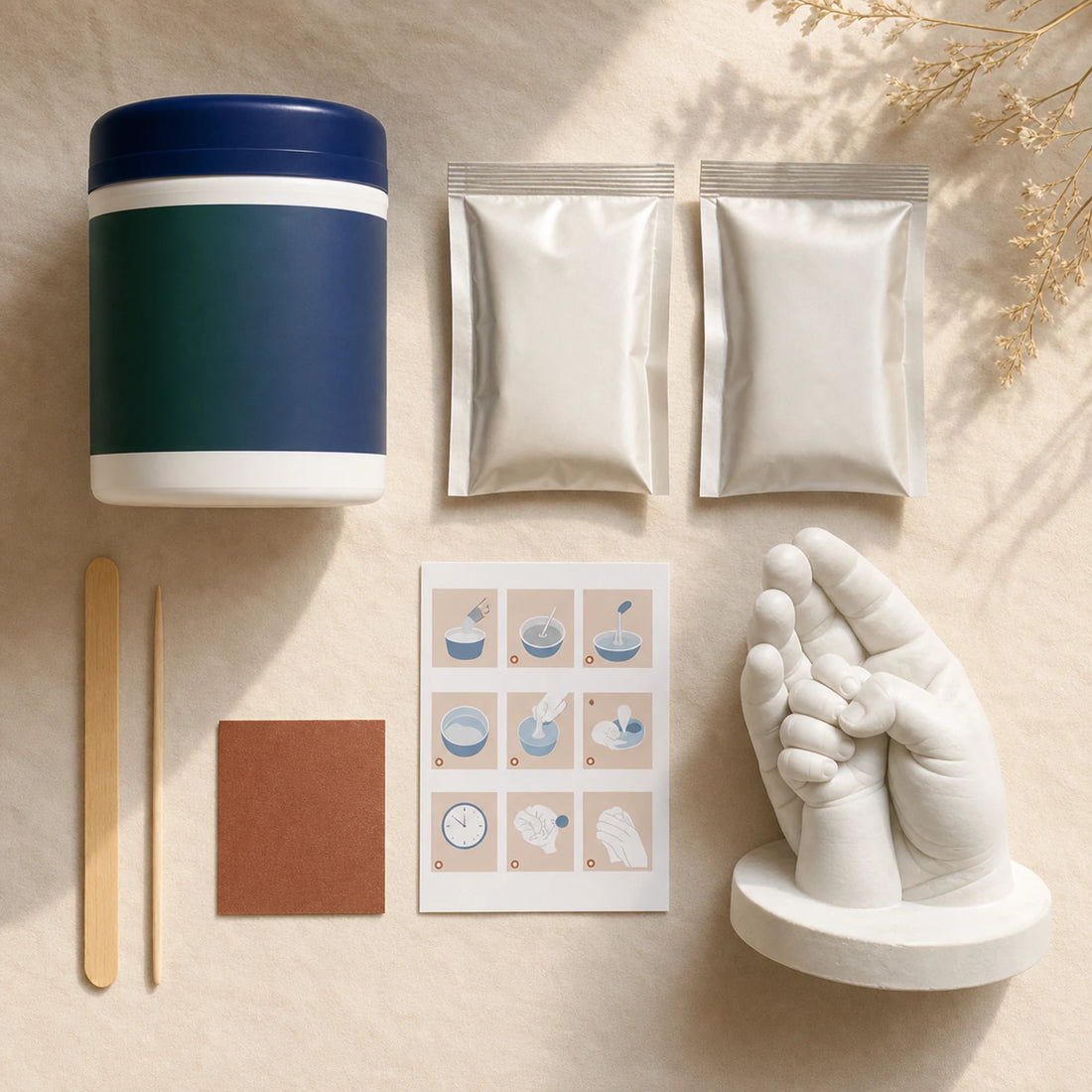 Kit de moulage 3D main de bébé et parent — souvenir plâtre – mise en situation du produit