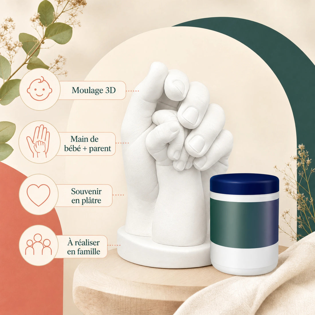 Kit de moulage 3D main de bébé et parent — souvenir plâtre – caractéristiques essentielles